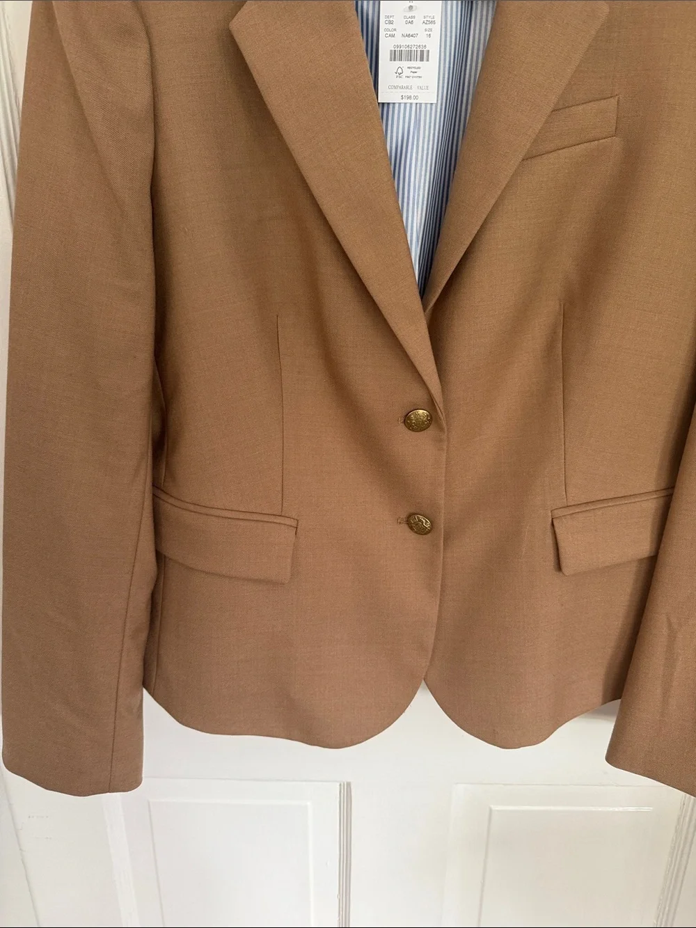 J. Crew Camel Tan Tailored Blazer size 16. Classic. Elegant. - Picture 4 of 5
